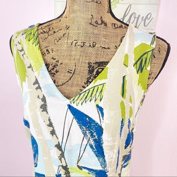 Weekend Traffic Tropical Print Tiered Hem Sleeveless Shift Dress XS - Picture 4 of 10